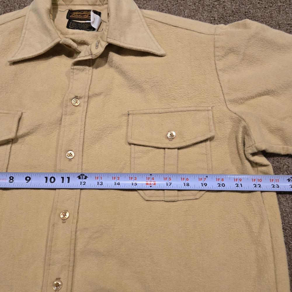 Vintage Eddie Bauer Chamois Shirt Mens L Tan Beige Heavy Flannel 80s Hiking L/S - Picture 4 of 6